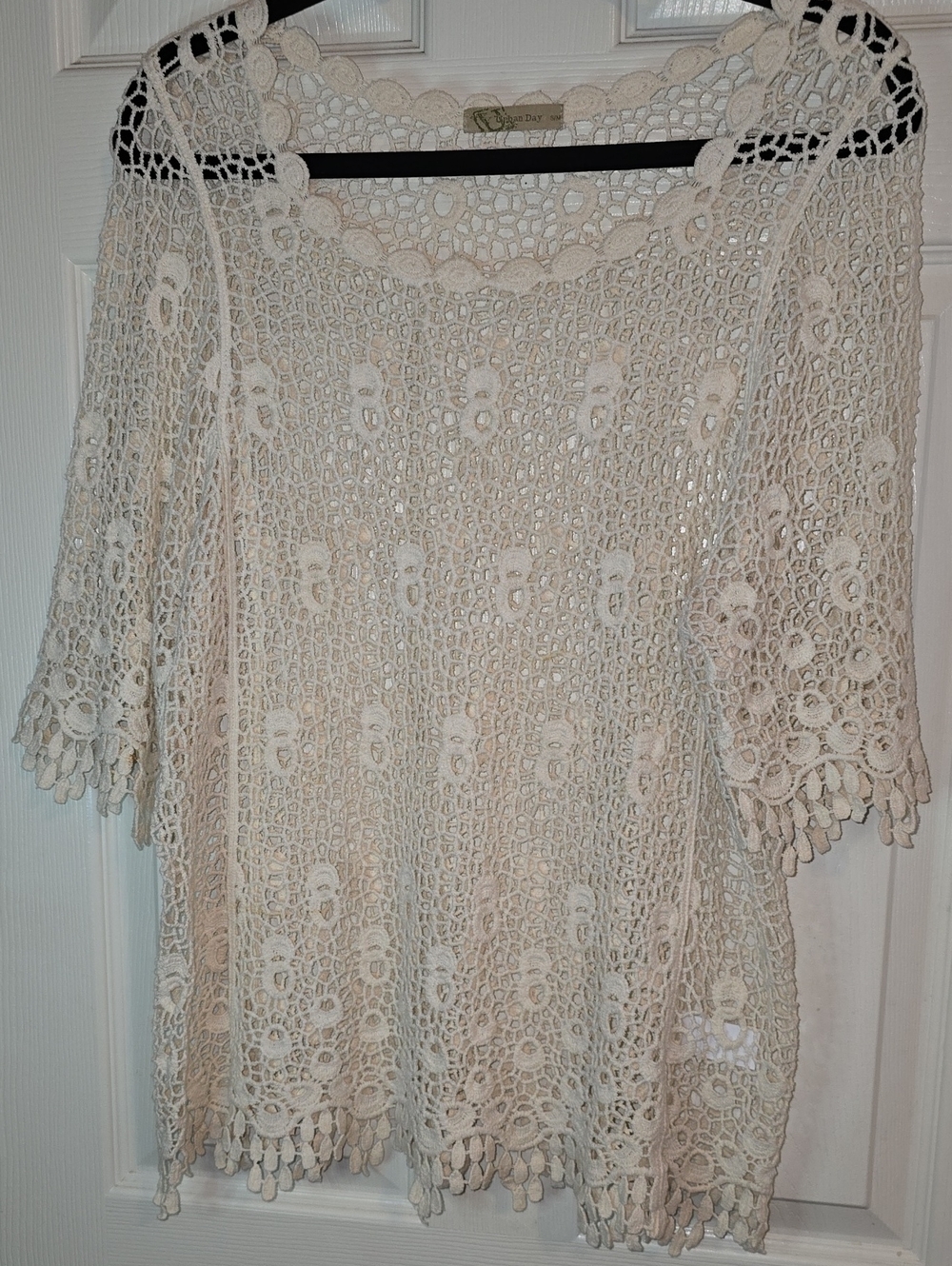Urban Day Crochet Lace Top in Cream